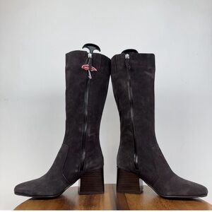 Womens Blondo Tessa Waterproof Brown Suede Tall Block Heel Boots Size 6.5 M GUC